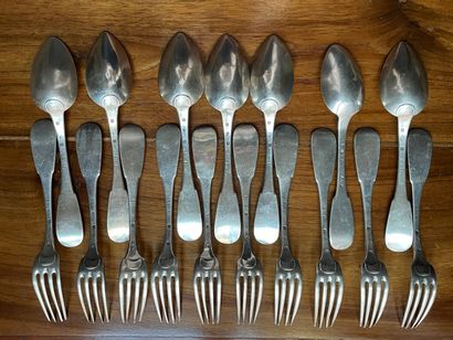 Serie de grands couverts en argent 925°/...
