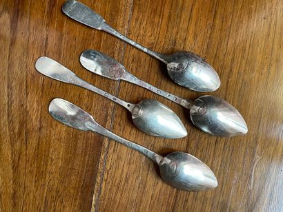 Quatre petites cuillères en argent 925°/00,...