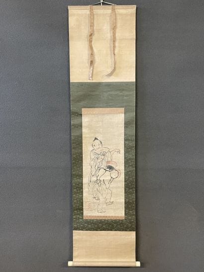 Rouleau japonais, encre et peinture sur papier....