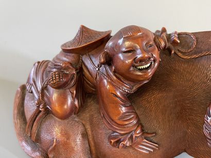 Paire de buffle et personnages sur leur dos...