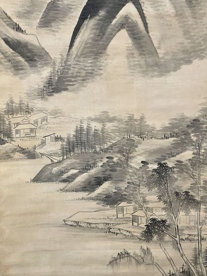 Rouleau asiatique paysage de montagne, peinture...