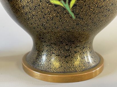 Paire de vases en émaux cloisonnés. 

H....