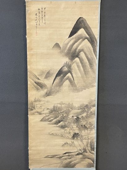 Rouleau asiatique paysage de montagne, peinture...