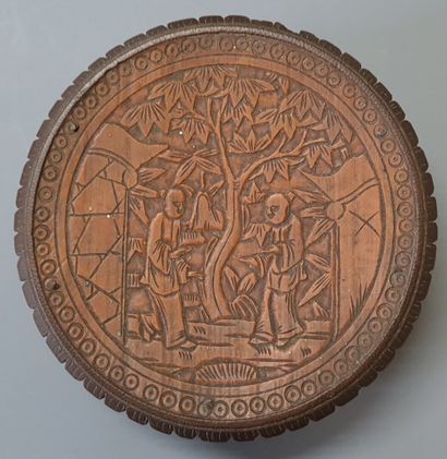 Boite à thé en bambou sculpté.

Chine XX°

H:...