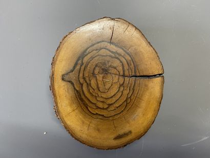 Médaillon en bois sculpté d'une architecture,...