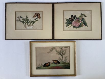 CHINE Fin XIX°

Trois peintures sur soie...