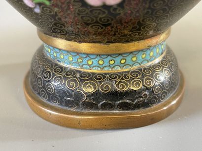 Paire de vases en émaux cloisonnés. 

H....