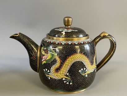 Service à thé asiatique en émaux cloisonnés...
