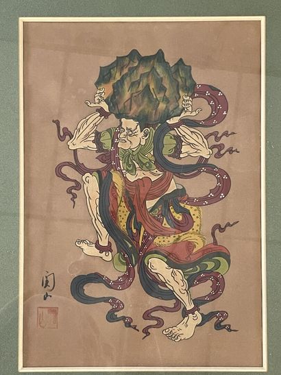 Deux peintures japonaises: personnages fantastiques.

38...