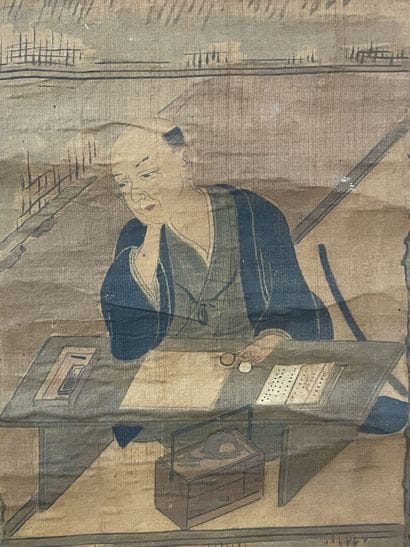 Rouleau asiatique peinture de lettré sur...