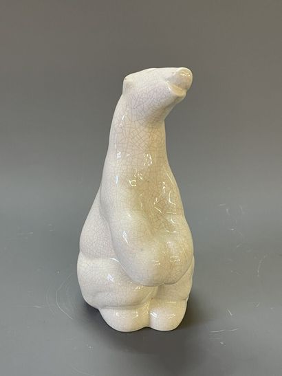 Ours en faience , émail craquelé beige.

H:...