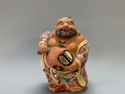 Bouddha Hotei en terre cuite émaillée.

H:...