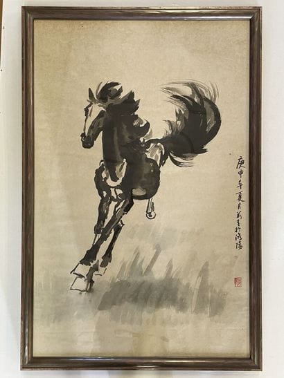 Cheval au galop. Encre sur papier . 

77...