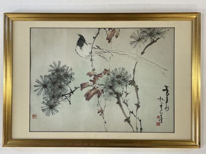 Peinture japonaise sur papier . 

43 x 60...