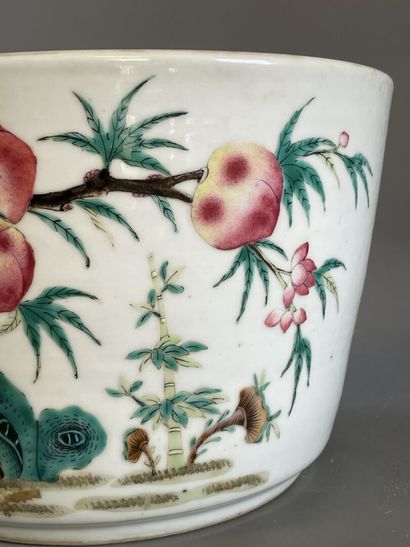 Cache pot en porcelaine émaillé à décor de...