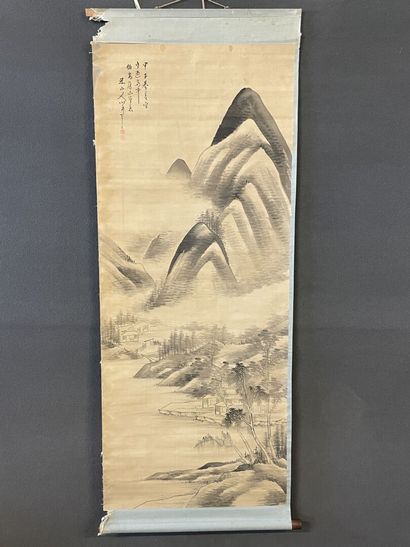 Rouleau asiatique paysage de montagne, peinture...
