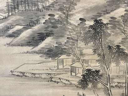 Rouleau asiatique paysage de montagne, peinture...