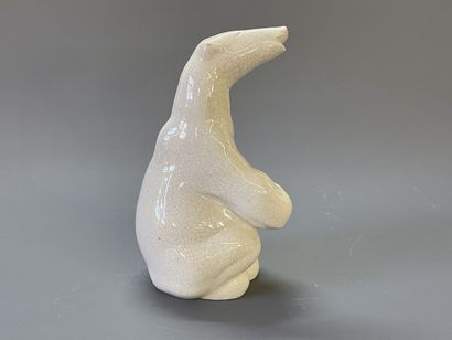 Ours en faience , émail craquelé beige.

H:...