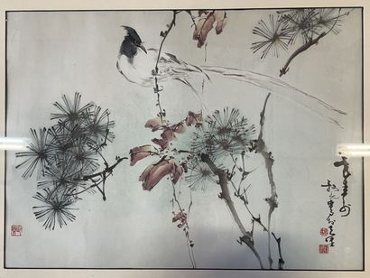 Peinture japonaise sur papier . 

43 x 60...