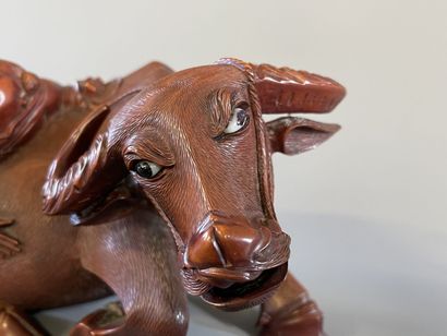 Paire de buffle et personnages sur leur dos...