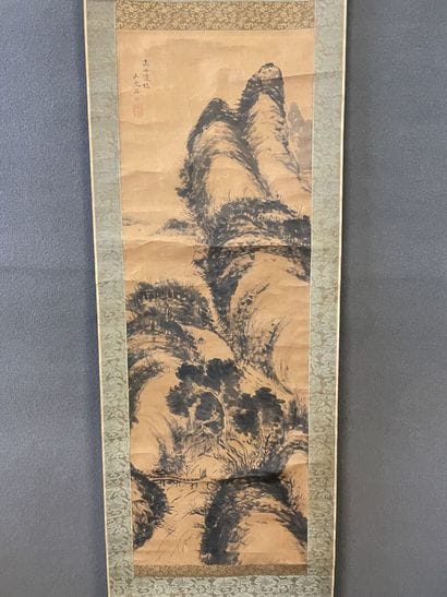 Rouleau japonaise, paysage de montagnes,...