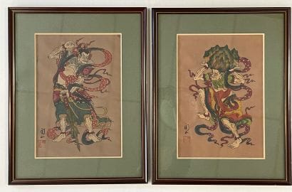 Deux peintures japonaises: personnages fantastiques.

38...
