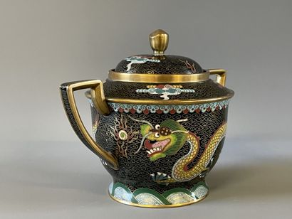 Service à thé asiatique en émaux cloisonnés...