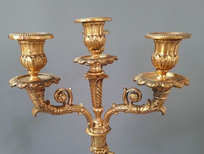 Garniture de cheminée en bronze à décor de...