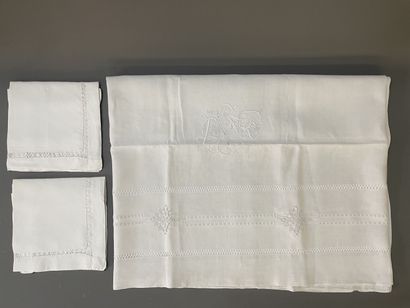 White sheet with inlays of Venetian motifs...