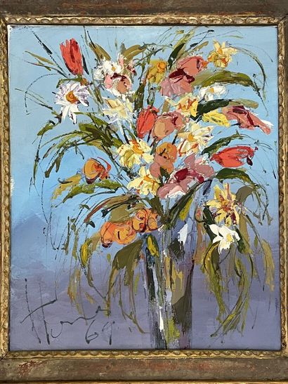 Ecole moderne années 1960.

Bouquet de fleurs

huile...