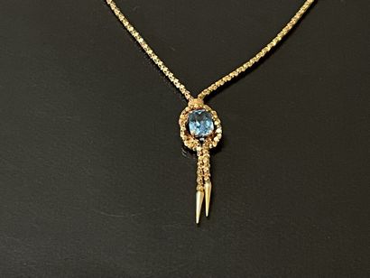 Necklace in gold 750°/00 set with a blue...