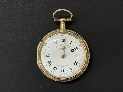 Pocket watch in two-tone gold, decorated...
