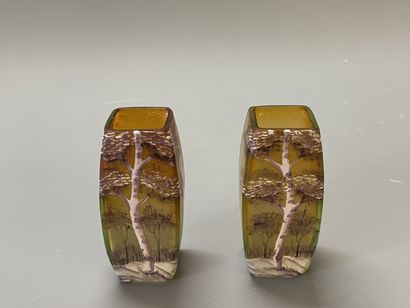 Paire de vases miniatures à décor émaillé...