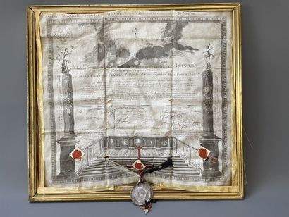 FRANC- MACONNERIE: grand diplome gravé de...
