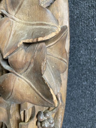 Grand miroir ovale, cadre en bois naturel...