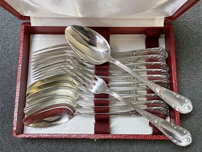 Box of six silver cutlery for entremets....