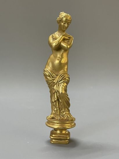 Sceau en bronze, figurant une femme drapée...