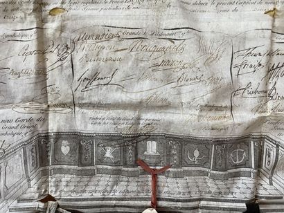 FRANC- MACONNERIE: grand diplome gravé de...