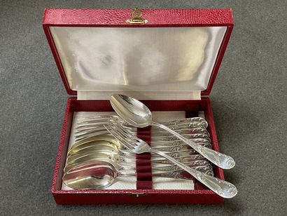 Box of six silver cutlery for entremets....