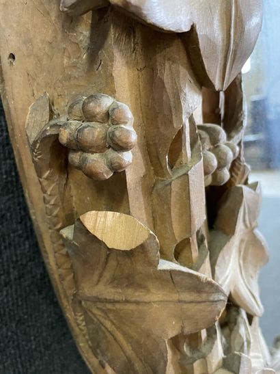 Grand miroir ovale, cadre en bois naturel...