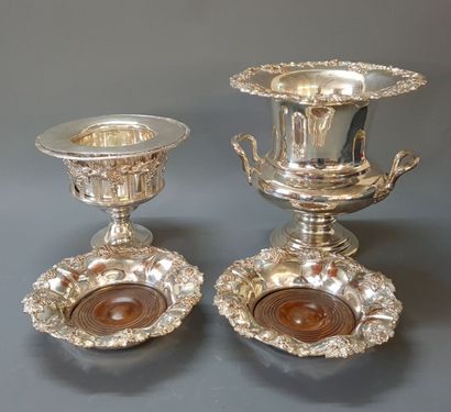 Set of silver plated metal including a champagne...