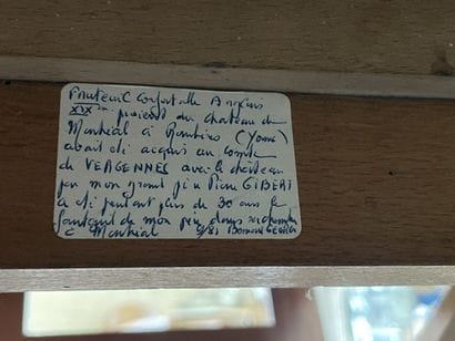 Fauteuil à mécanisme en acajou, garni de...