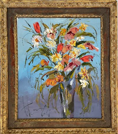 Ecole moderne années 1960.

Bouquet de fleurs

huile...