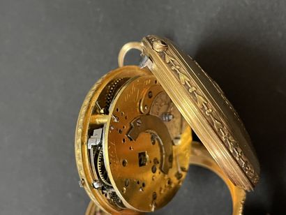 Pocket watch in two-tone gold, decorated...