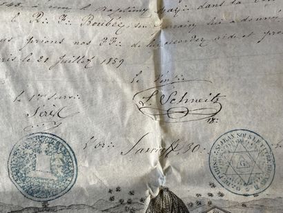Certificat maçonnique de Jean Baptiste De...
