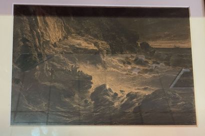 Ecole française XIX.

Tempete sur la falaise.

Dessin...