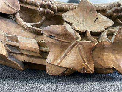 Grand miroir ovale, cadre en bois naturel...