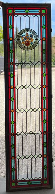 Panneau de vitrail simple motif borne, à...