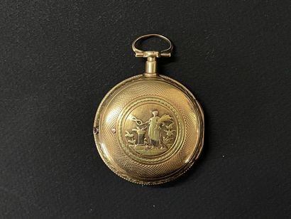 Pocket watch in two-tone gold, decorated...
