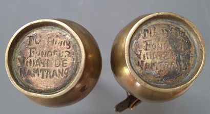 Paire de vases en bronze avec criquets

Japon...